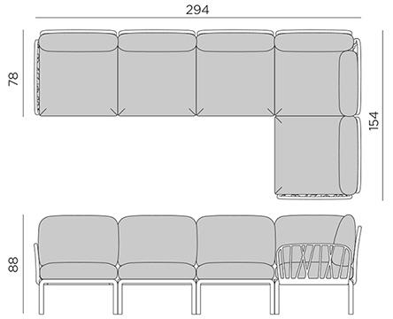 Размеры дивана Komodo 5 TECH panama