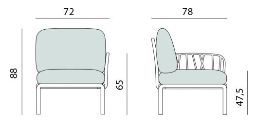 Размеры кресла Komodo DX / SX
