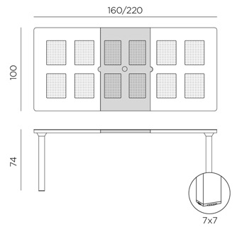Размеры стола Levante