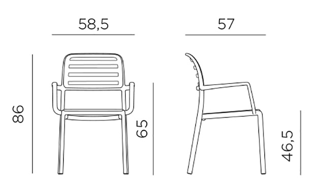 Размеры стула Costa